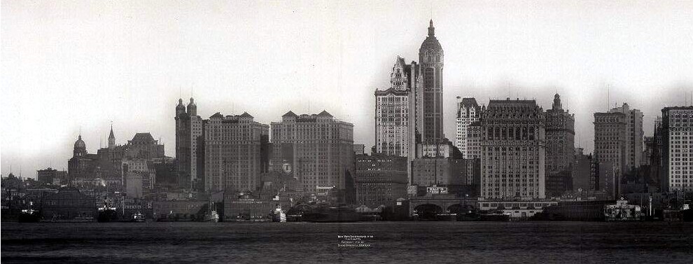Downtown skyline with Singer Building., 1910.